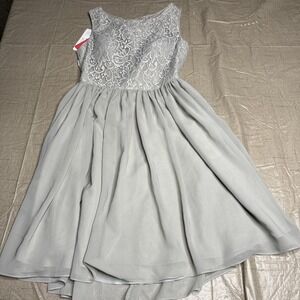 JJ's House Special Occasion Dress Lace Top Backless Silver US Size 10